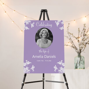 White wildflowe Celebration of Life Photo Foam Board