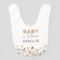 White Wildflower Baby in Bloom Floral  Bib