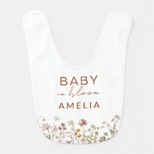 White Wildflower Baby in Bloom Floral  Bib