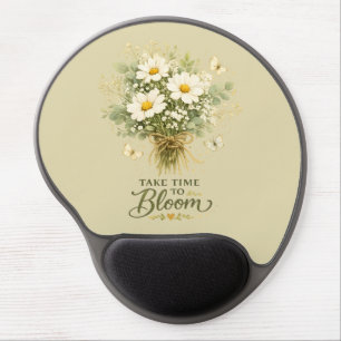 White Wildflower Bouquet Gel Mouse Pad