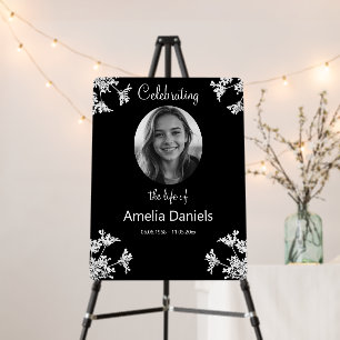 White wildflower Celebration of Life Photo Foam Board