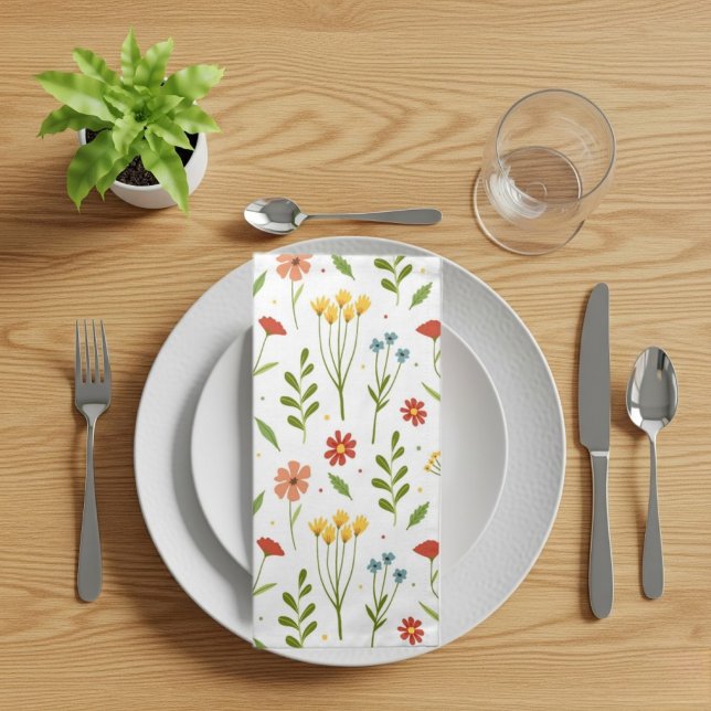 White Wildflower Cloth Napkins  (Creator Uploaded)