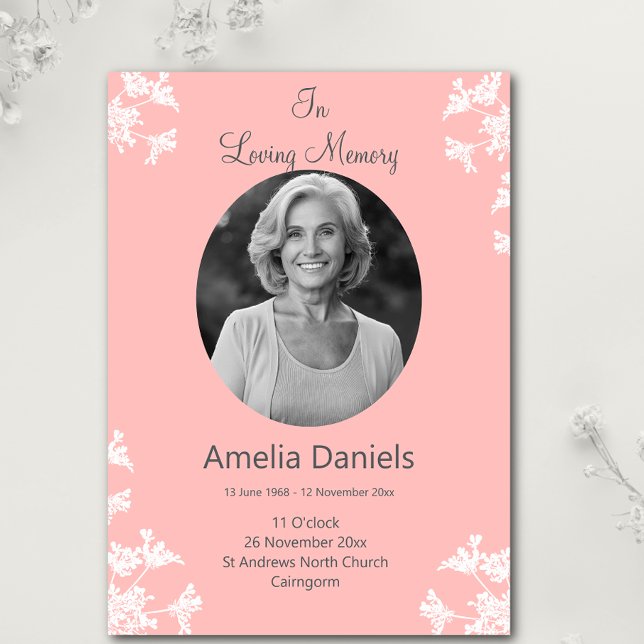 White wildflower In loving Memory Funeral Card (Creator Uploaded)