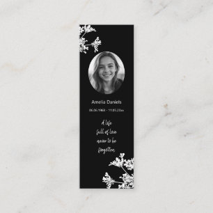 White Wildflower Mini Funeral Bookmark Card