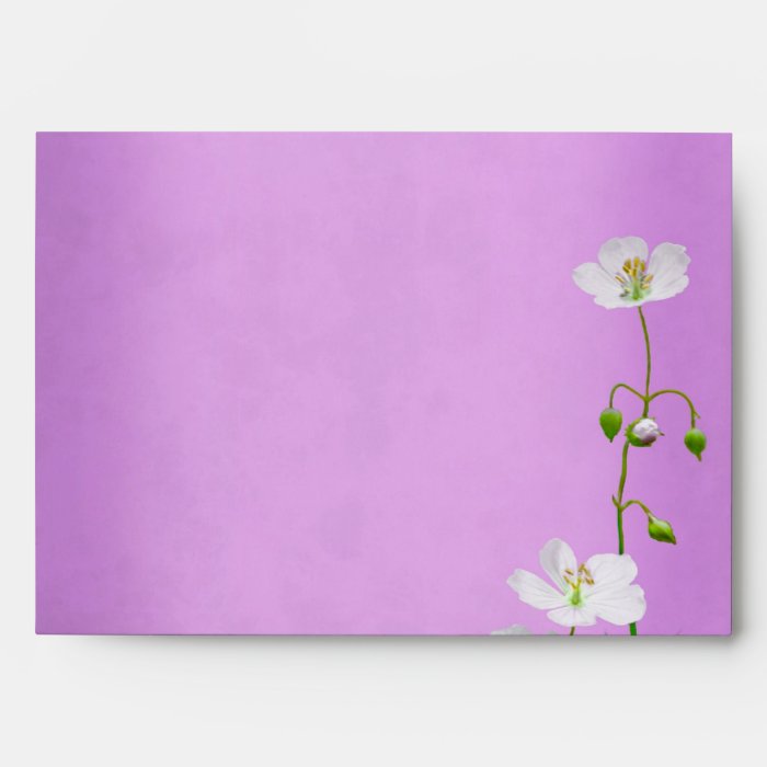 White Wildflower on Purple Wedding Envelopes