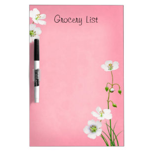 White Wildflower Reminder List Dry Erase Board