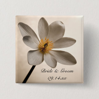 White Wildflower Wedding Button