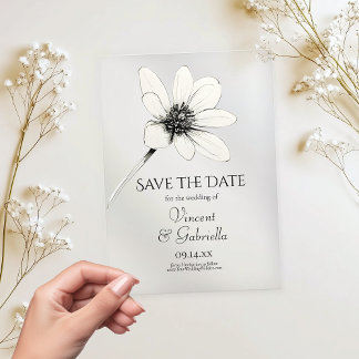 White Wildflower Wedding Save the Date