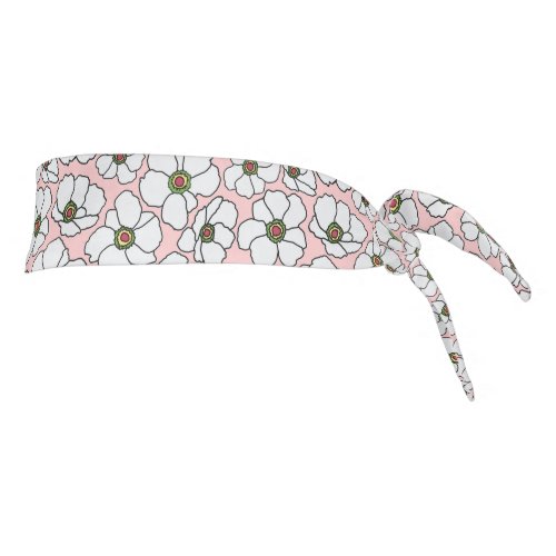 White Wildflowers On Pink Tie Headband