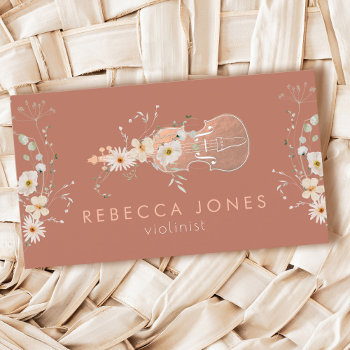 White Wildflowers Violinist Business Card by musickitten at Zazzle