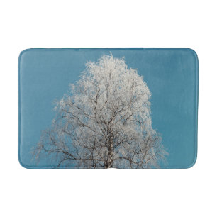 White Willow Tree Against Cloudless Blue Sky Bath Mat