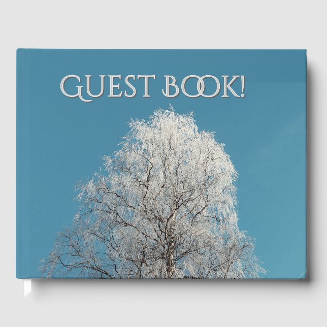  White Willow Tree Against Cloudless Blue Sky Guest Book (Front)