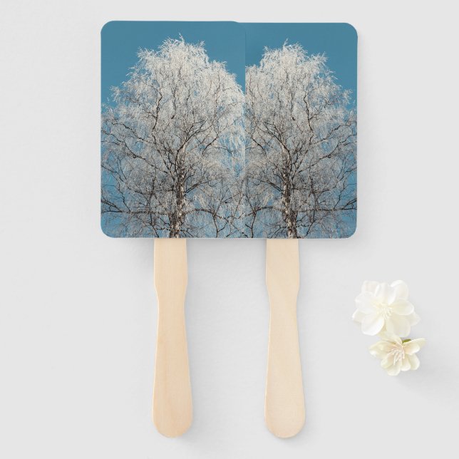  White Willow Tree Against Cloudless Blue Sky Hand Fan (Front and Back)