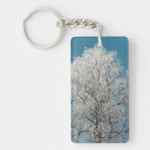 White Willow Tree Against Cloudless Blue Sky Keychain