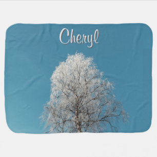 White Willow Tree Against Cloudless Blue Sky Name Baby Blanket