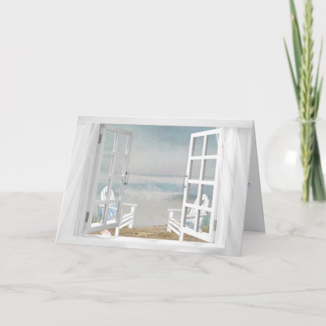 white window with beach chairs birthday card (Front)