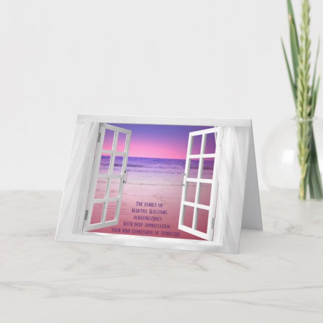 white window with sunset for thank your sympathy card (Front)