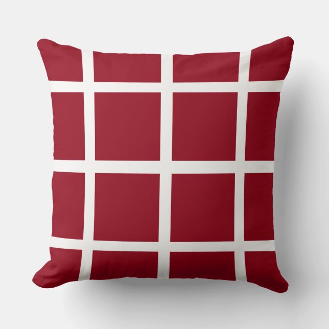 White Windowpane on School Days Red Throw Pillow (Front)