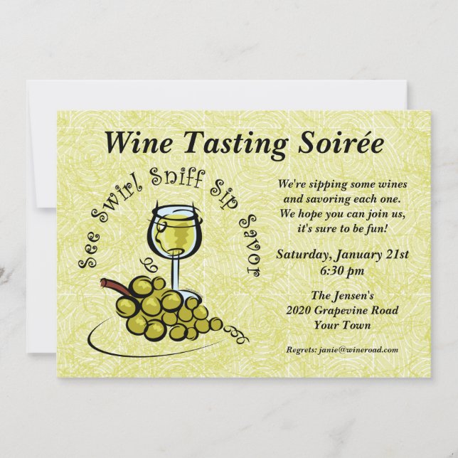 White Wine 5 S's Party Invitation (Front)