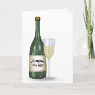 White wine and bottle birthday card