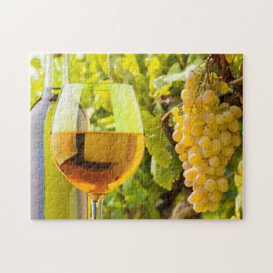 White Wine And Grapes Jigsaw Puzzle
