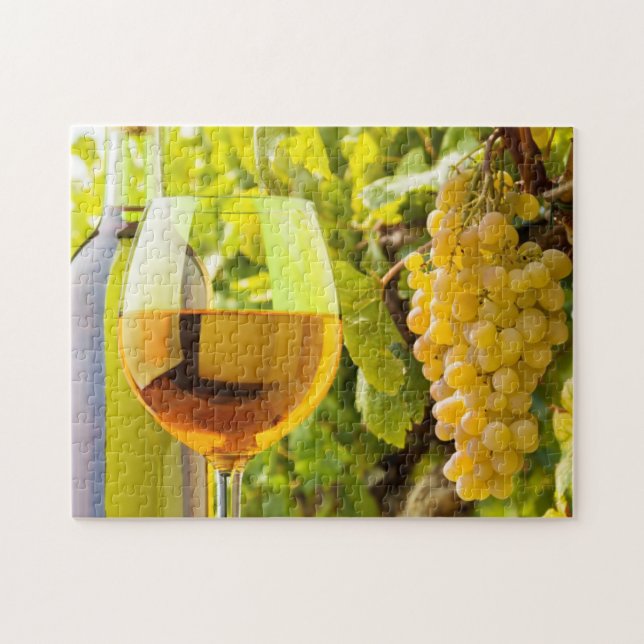 White Wine And Grapes Jigsaw Puzzle (Horizontal)