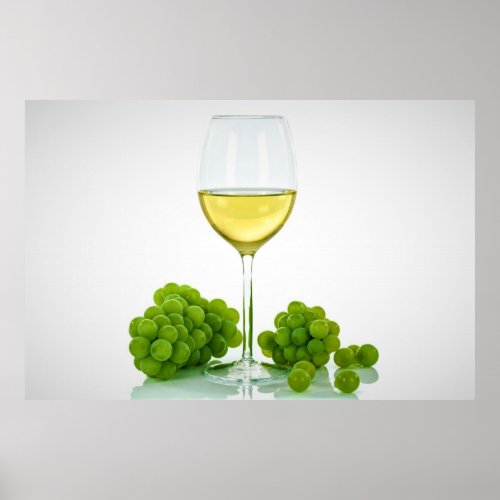 White Wine and Grapes Poster