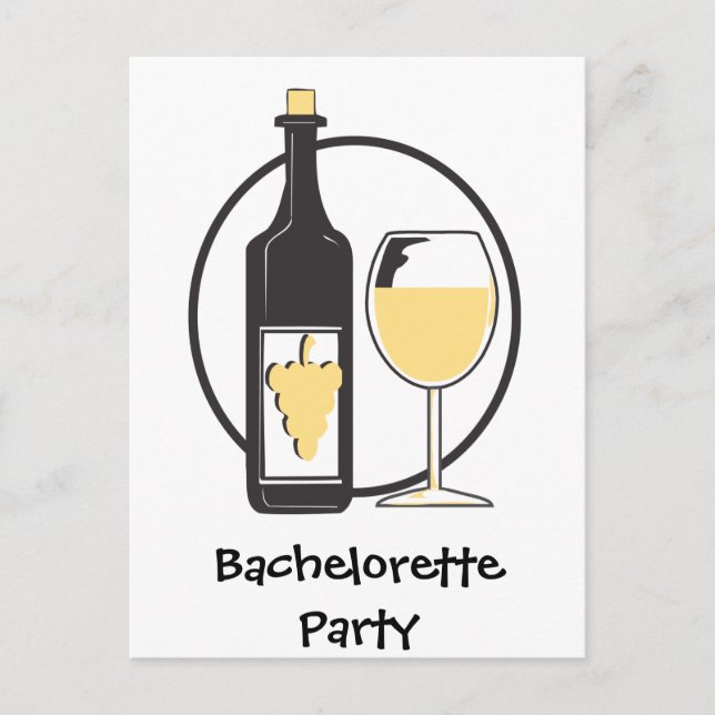 White Wine Bachelorette Party Invitation Postcard (Front)
