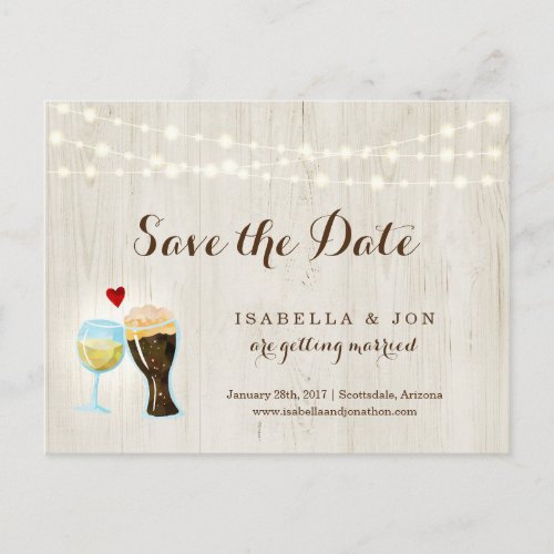 White Wine  Beer Toast Save the Date Postcard