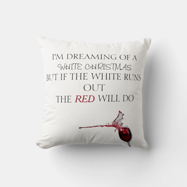 "White Wine Christmas" Comical Christmas Throw Throw Pillow (Front)