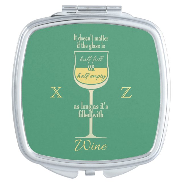 White Wine Glass custom pocket mirror (Front)
