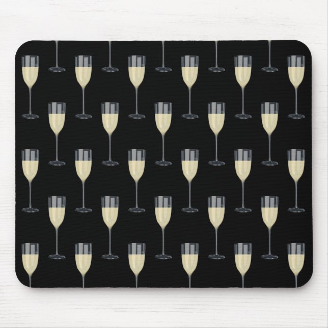 White Wine Glass on Black Mouse Pad (Front)