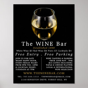 White Wine Glass, Wine Bar/Winery Advertising Poster