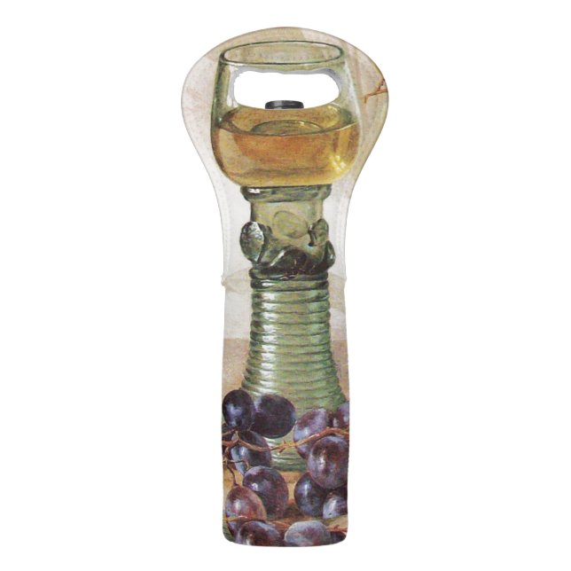 WHITE WINE GLASS WITH GRAPES WINE BAG (Front)