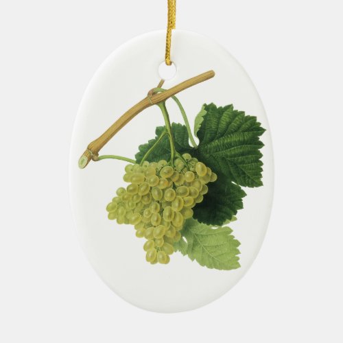 White Wine Grapes on the Vine Vintage Food Fruit Ceramic Ornament