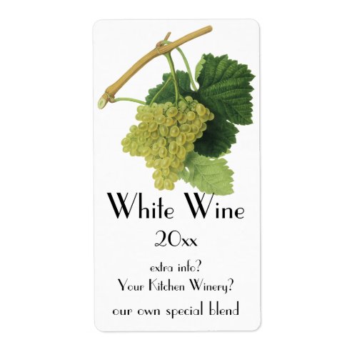 White Wine Grapes on the Vine Vintage Food Fruit Label
