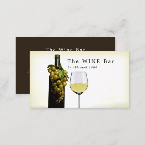 White Wine  Grapes Wine BarWinery Business Card