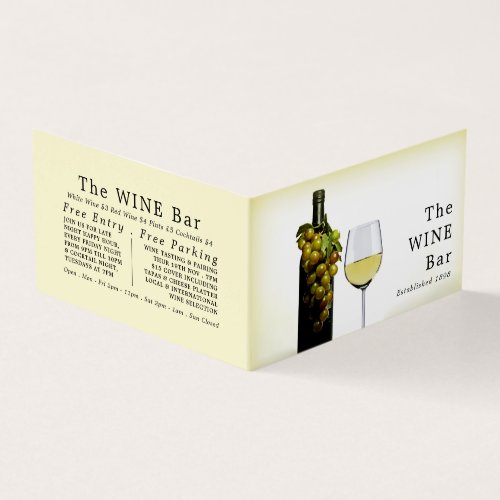 White Wine  Grapes Wine BarWinery Detailed Business Card
