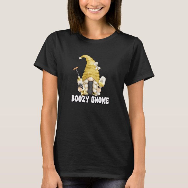 White Wine Mom Graphic For Wine Boozy Gnome T-Shirt (Front)