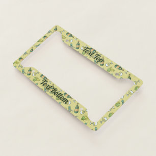 White Wine Pattern License Plate Frame