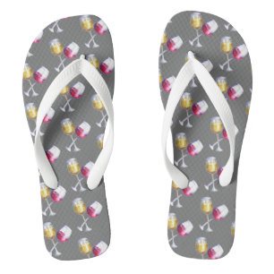White Wine Red Glasses Watercolor Tasting Flip Flops