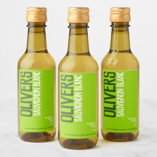 White wine shades of green wine makers text mini wine label