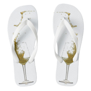 White Wine Splash Glass Wedding Wine Tasting Flip Flops