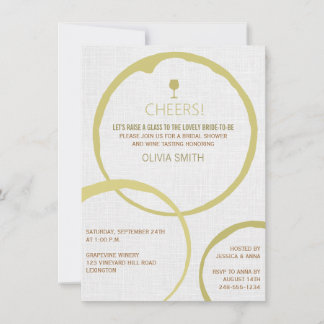 White Wine Stain Rings Bridal Shower Invitations