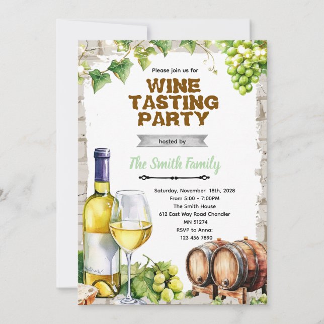 White wine theme party Invitation (Front)