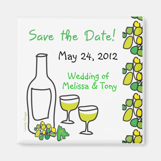White Wine Vineyard Wedding Save the Date Magnet (Front)