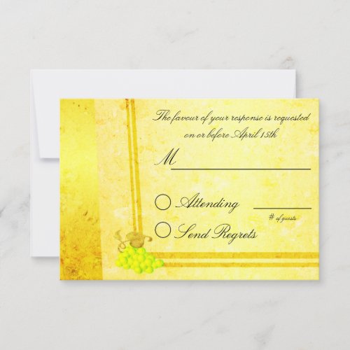 White Wine Vintage Wedding RSVP Card