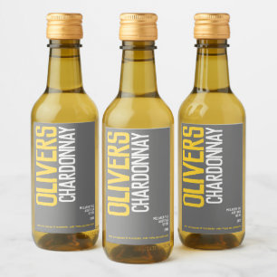 White wine yellow gray wine makers text mini label