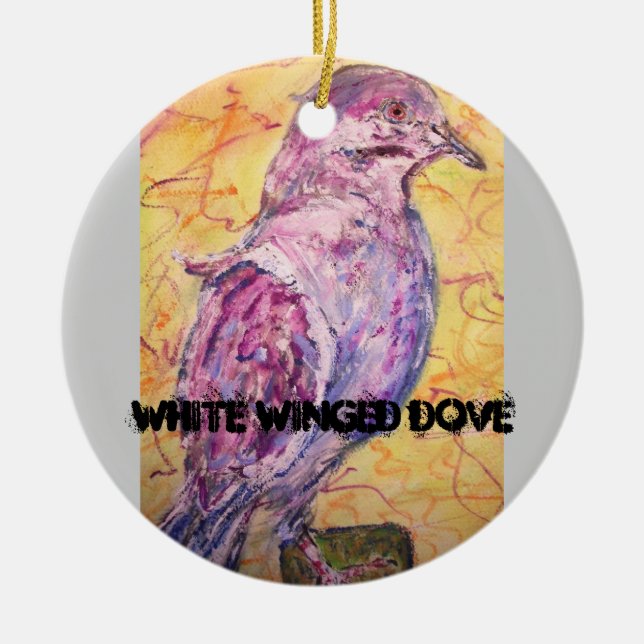 White-winged Dove art Ceramic Ornament (Front)