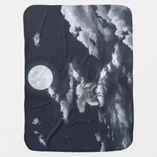 White winged horse: moonlit sky. baby blanket